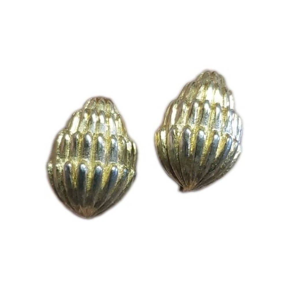 Vintage Monet Earrings Clip On Gold Tone Statement Chunky Large 80s 90s